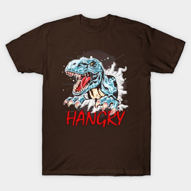 Funny Hangry Dinosaur T-Shirt by akkadesigns